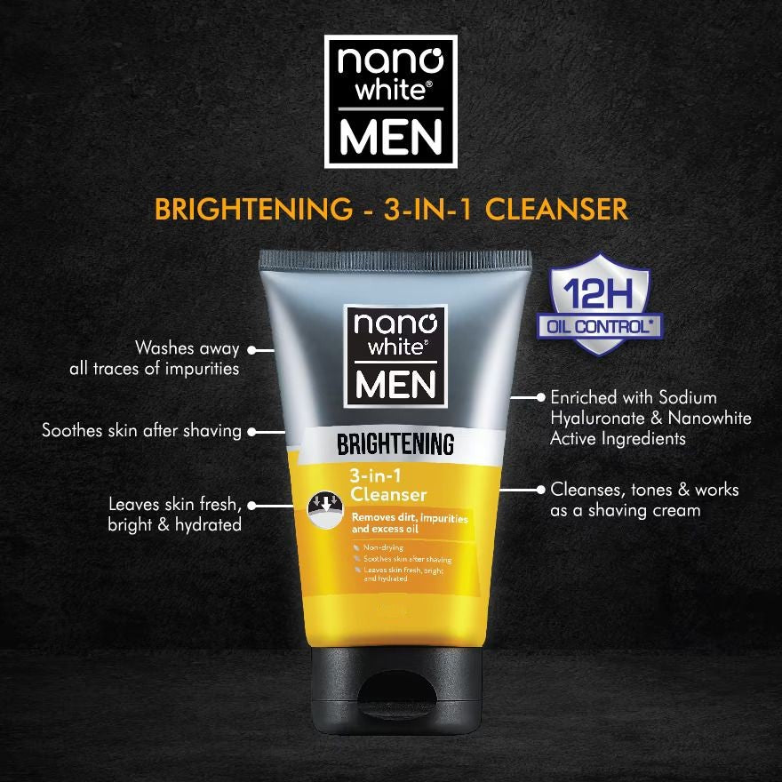 Nano White Men Brightening 3-in-1 Cleanser 50mL