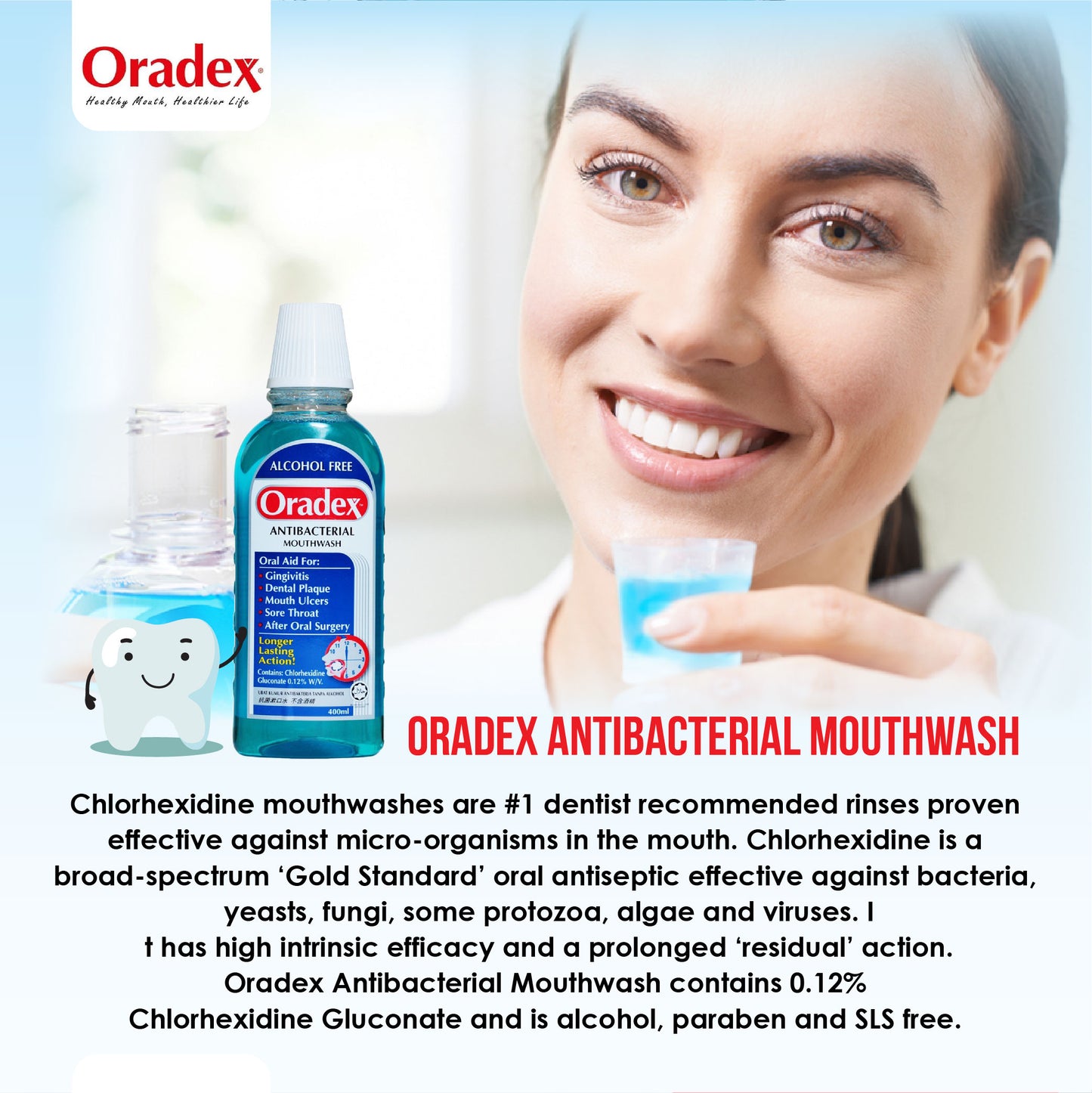 Oradex Antibacterial Mouthwash 400mL