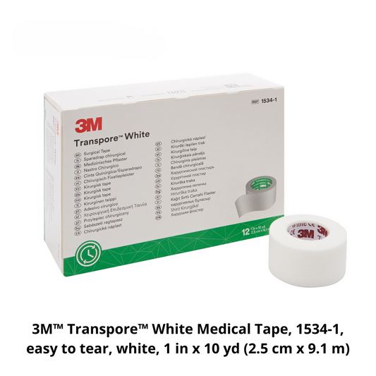 3M Transpore White Surgical Tape 1534-1 - 1" x 10YD (2.5cm X 9.1cm) 1's