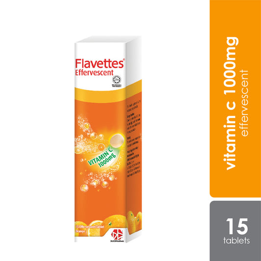 Flavettes Effervescent Orange Vitamin C 1000mg 15's