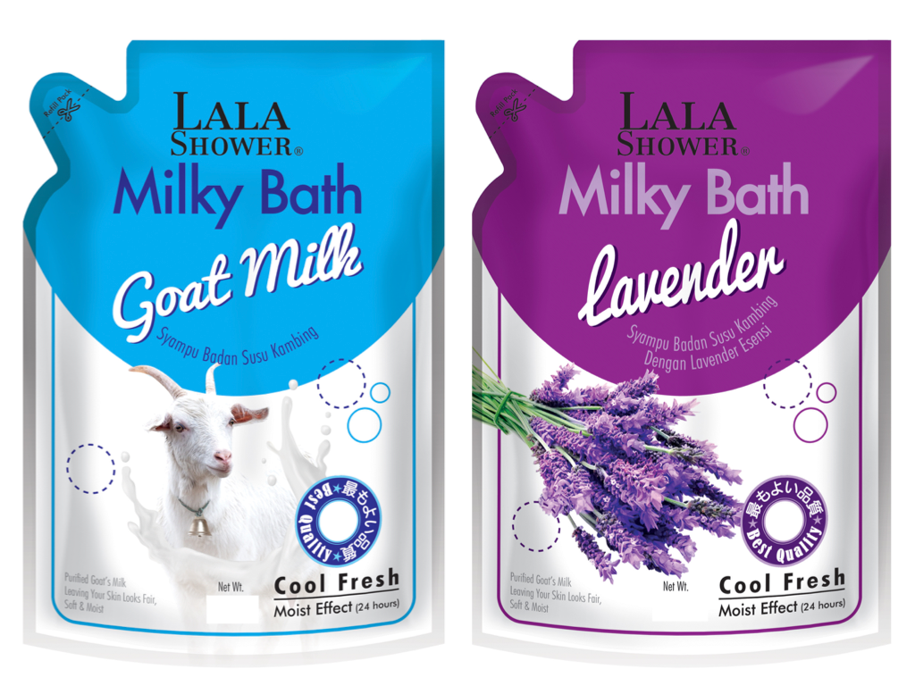 LALA Shower Goat Milk Milky Bath Shower Gel Refill 350mL / 800mL Susu Kambing (Goat Milk / Lavender)