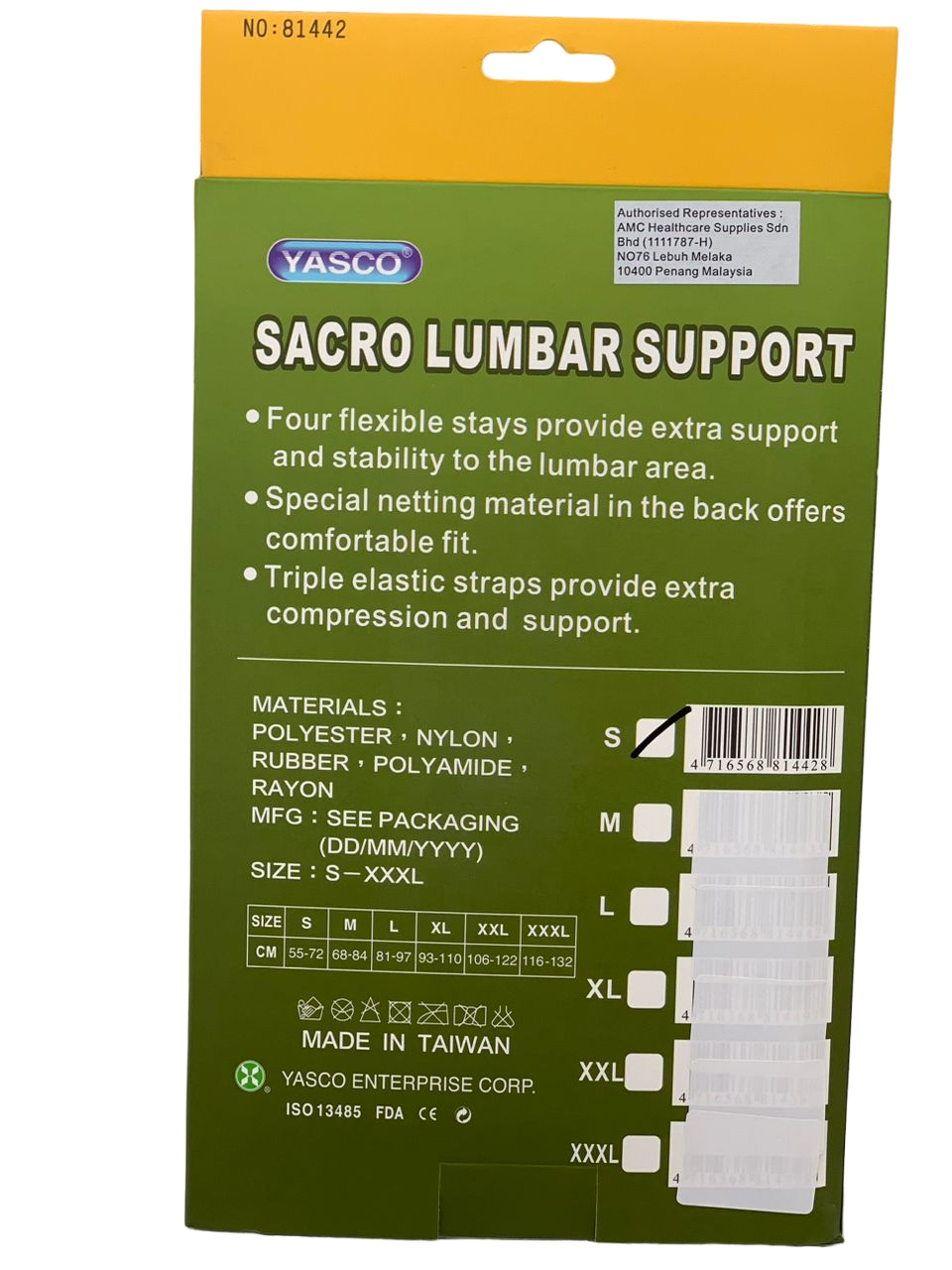 YASCO Sacro Lumbar Support 1's