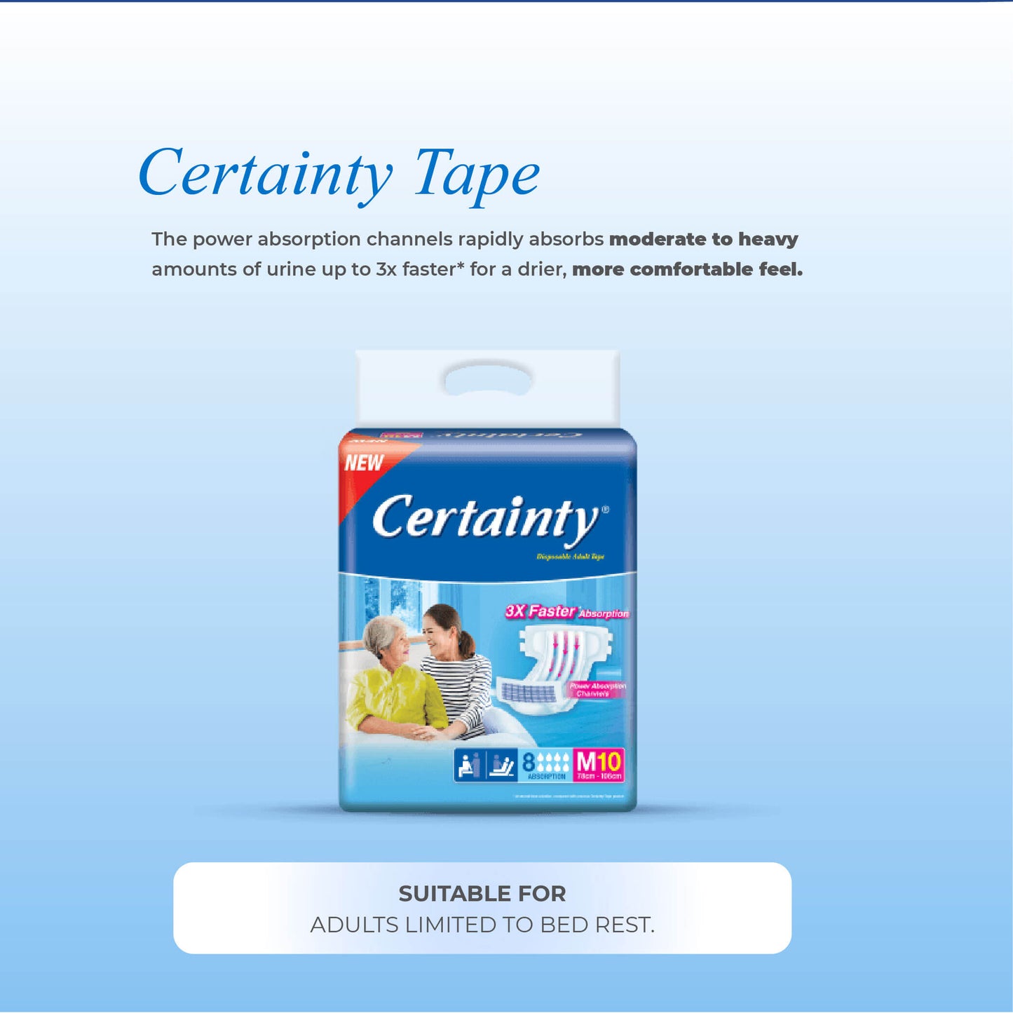 Certainty Dry Tape Diapers M 10's
