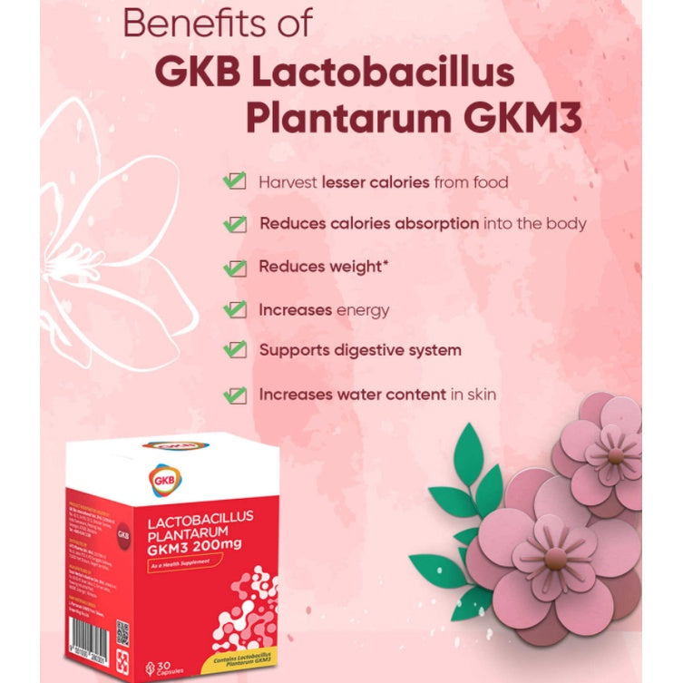 GKB Lactobacillus Plantarum GKM3 200mg 30 Capsules