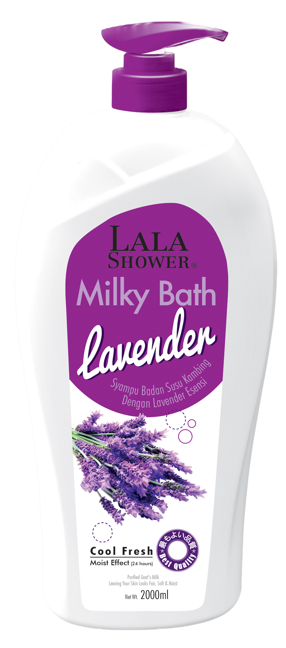 LALA Shower Goat Milk Milky Bath Shower Gel 2000mL Susu Kambing (Goat Milk / Lavender / Rose / Mint with Perfume)