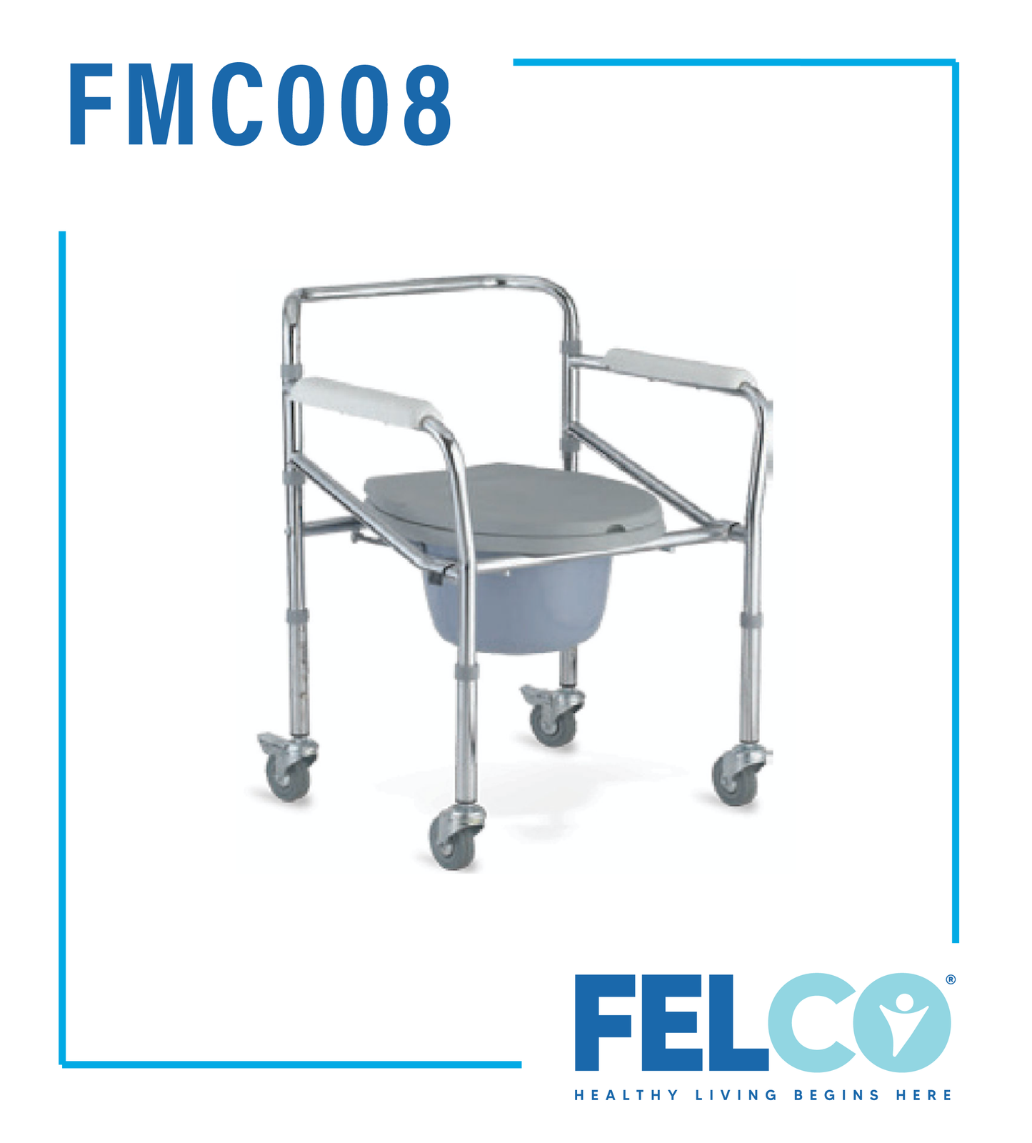 FMC008 Adjustable Fold Commode Mobile Chair