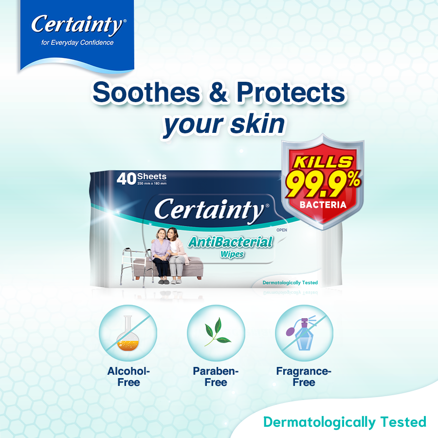 Certainty Antibacterial Adult Wipes 40's x 2 [Value Pack]
