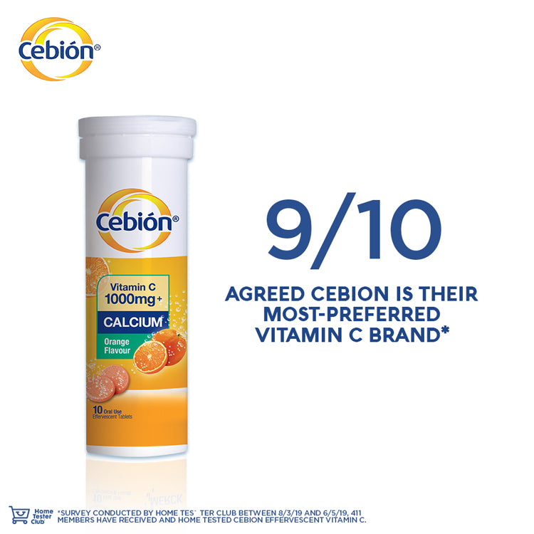 Cebion Vitamin C 1000mg + Calcium Effervescent 10's x 4