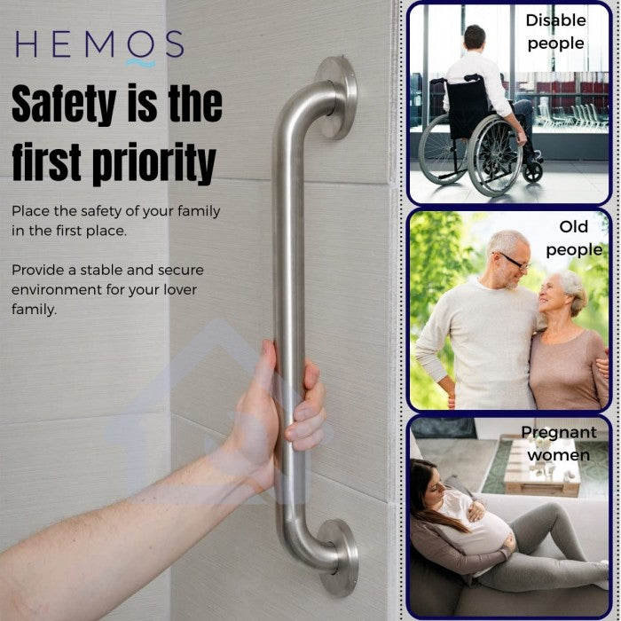 Hemos Bathroom Stainless Steel Safety Grab Bar [Brushed Finish]