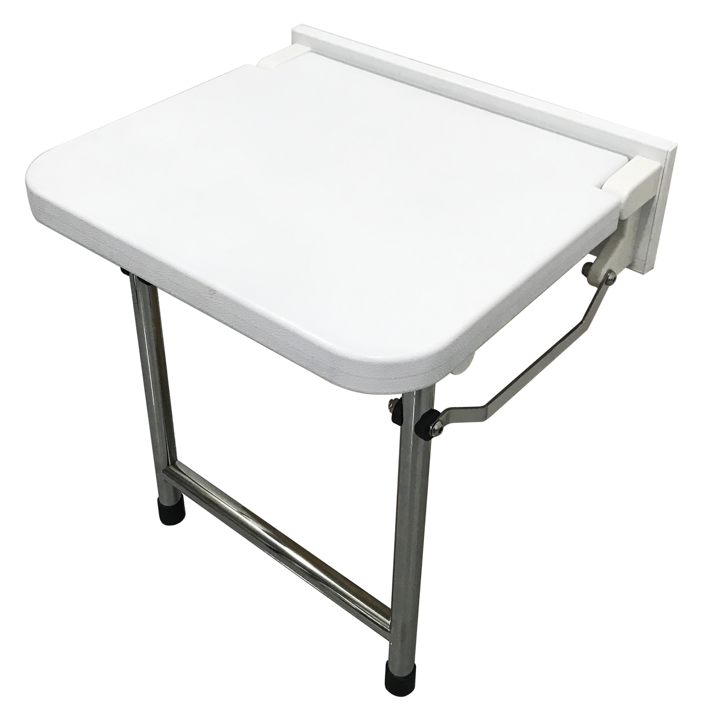 HappyBath Deluxe Wall Mounted Shower Seat With Legs Glacier White / No