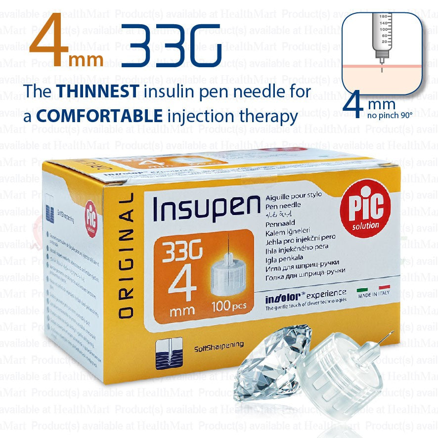Insupen Insulin Pen Needle 4MM x 33G 100's