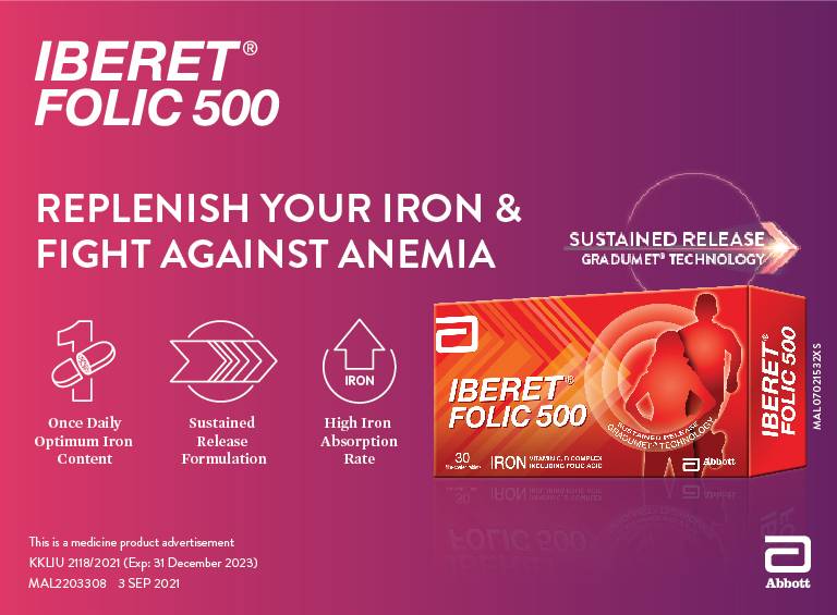 Iberet Folic 500 Tablet 30's for Iron Supplements