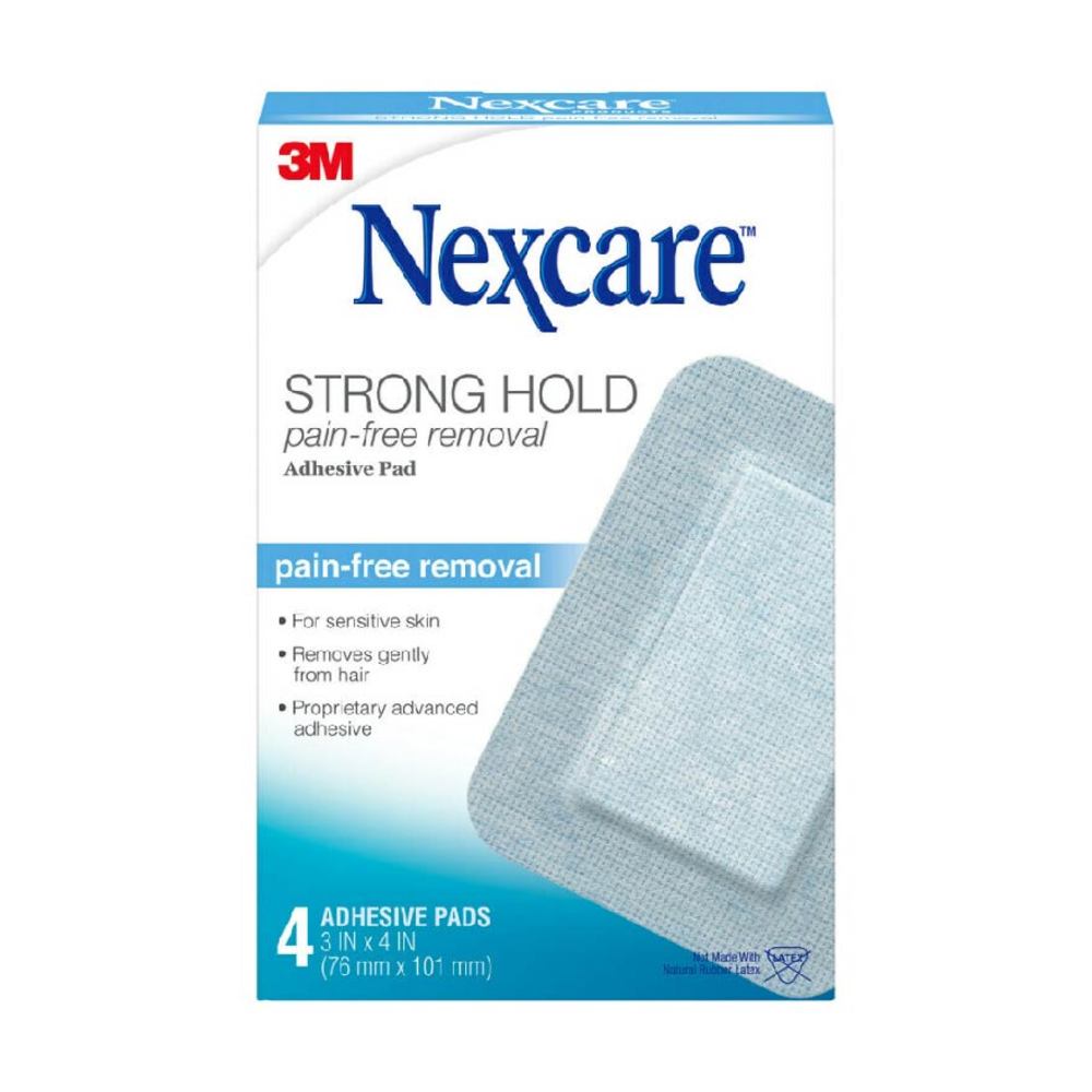 Nexcare Strong Hold Adhesive Pads 3in X 4in (76mm x 101mm) 4's