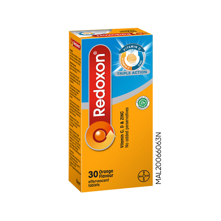 Redoxon Triple Action Vitamin C, D & Zinc - Orange Effervescent 30's