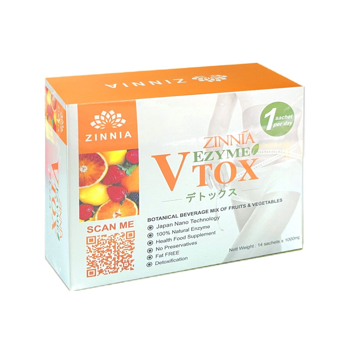 Zinnia VTOX EZYME Natural Detox Enzyme 1000mg x 1 box (14 sachets)